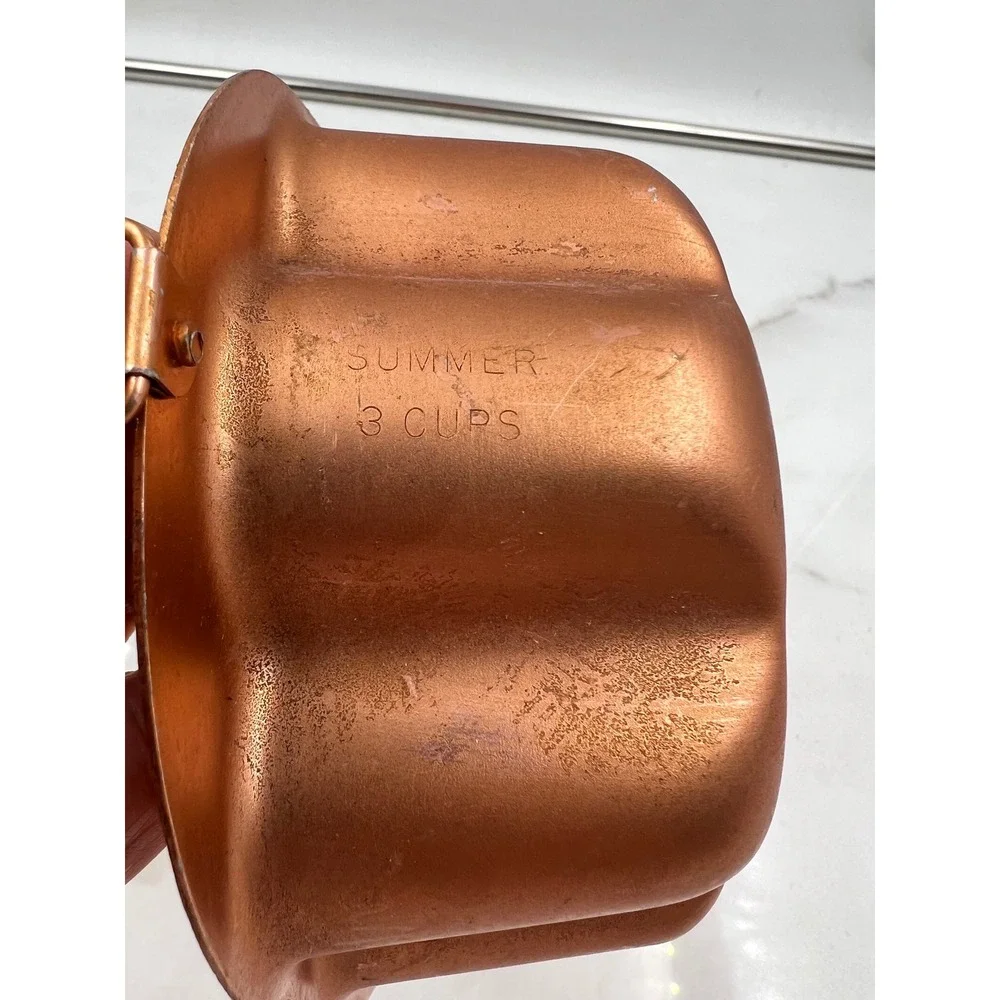 Vintage Copper Sunburst Jello Mold 3 Cup Oval Scalloped Wall Decor Hanging Pan